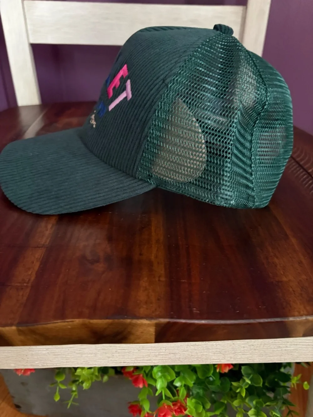 NWT-Anthropologie Chalet Dark Green Mesh Trucker Hat - Picture 3 of 7